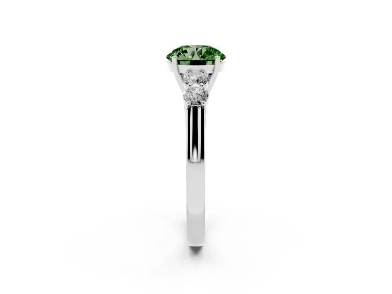 Round 5 Stone Engagement Ring Setting for a Fancy Green Lab-Grown Diamond | Sterling Silver