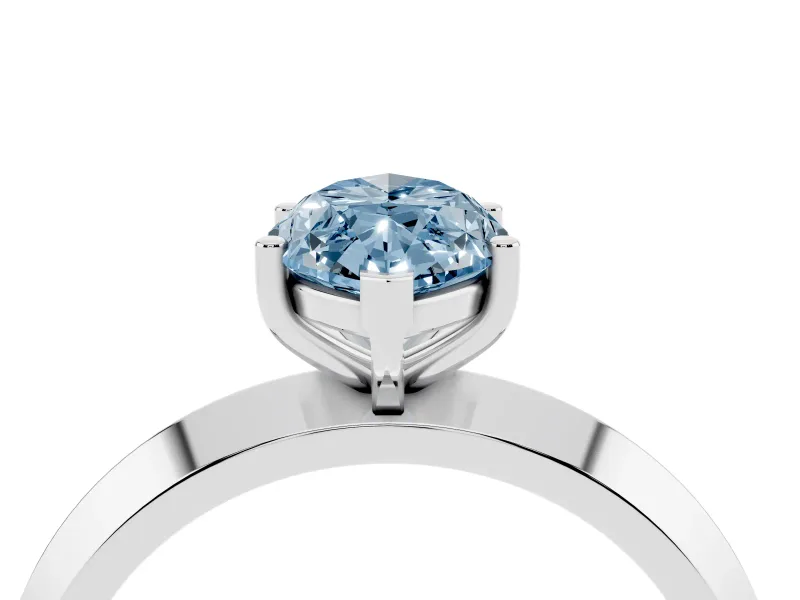 Fancy Blue Marquise Cut Diamond Solitaire Engagement Ring Set in Platinum with Flat Band and Prong Setting