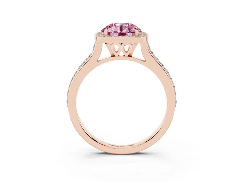 Round Halo Engagement Ring Setting for a Fancy Pink Lab-Grown Diamond | Rose Gold - Design NV-24729