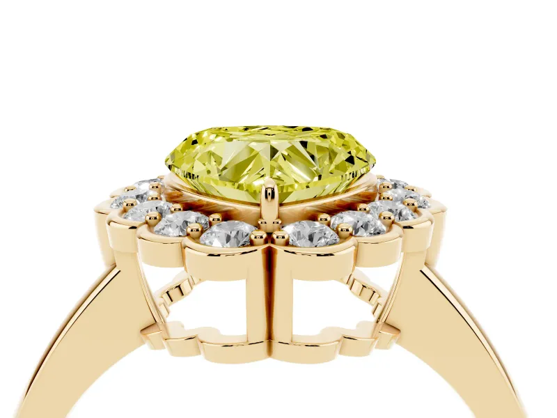 Heart-Shaped Halo Engagement Ring Setting for a Fancy Yellow Lab-Grown Diamond | Yellow Gold - Design NV-24719