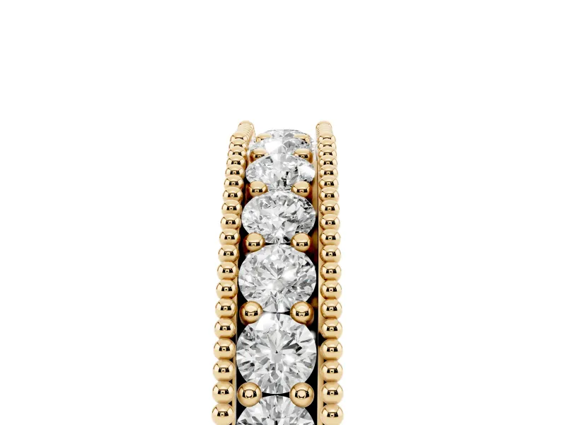 Round Diamond Pavé Chevron Band Set in Yellow gold with Milgrain Edges