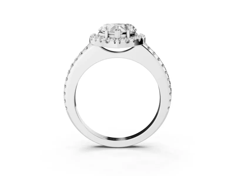 Heart-Shaped Pave Halo Engagement Ring Setting | Pave Band | Sterling Silver