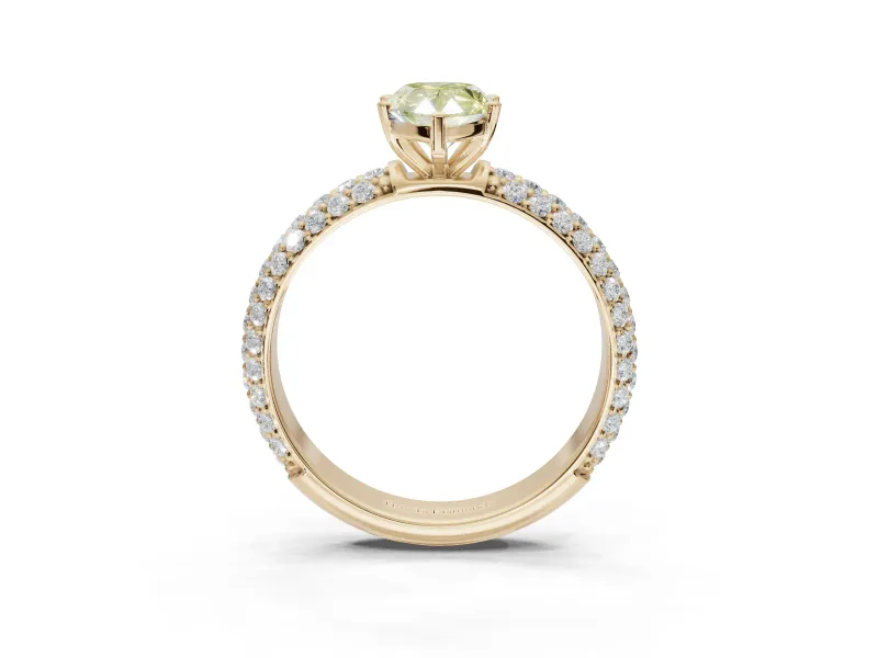 Pear-Shaped Domed Pavé Engagement Ring Setting for a Fancy Yellow Lab-Grown Diamond | Yellow Gold