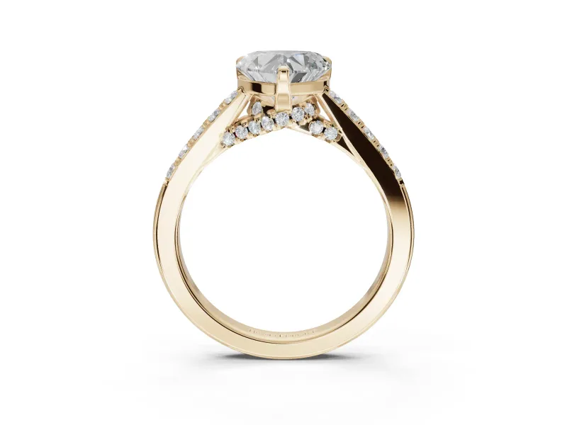 Heart-Shaped Pavé Solitaire Engagement Ring Setting | Crossover Gallery | Yellow Gold