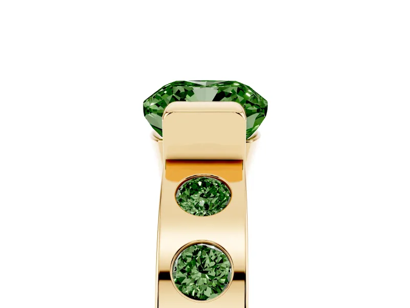 Cushion Cut Tension Style Engagement Ring Setting for a Fancy Green Lab-Grown Diamond | Yellow Gold