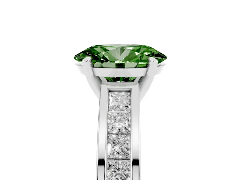 Oval Channel Engagement Ring Setting for a Fancy Green Lab-Grown Diamond | Sterling Silver