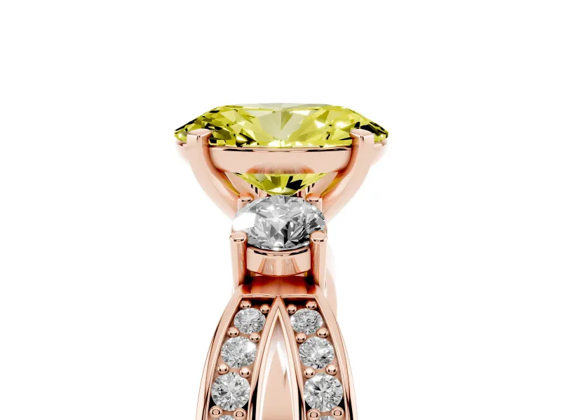 Oval Three-Stone Twist Engagement Ring Setting for a Fancy Yellow Lab-Grown Diamond | Rose Gold