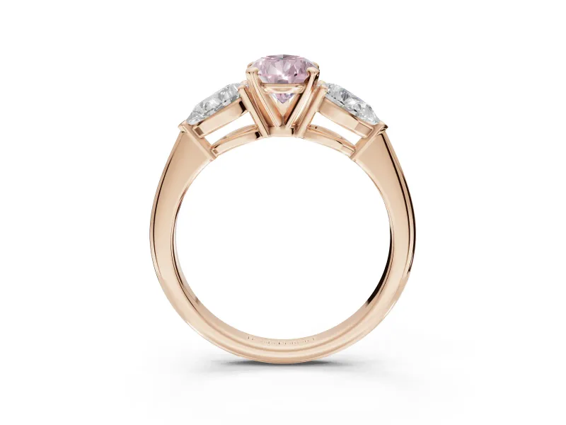 Pear-Shaped 3-Stone Engagement Ring Setting for a Fancy Pink Lab-Grown Diamond | Rose Gold
