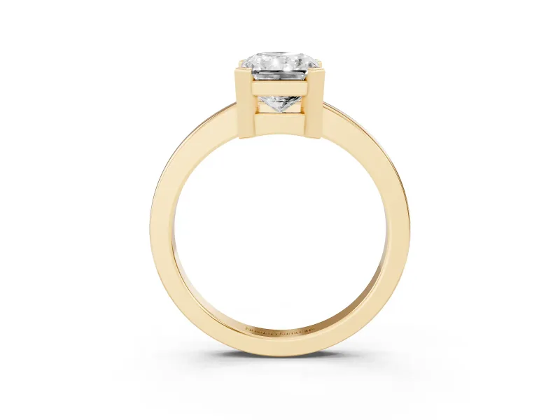 Radiant Cut Solitaire Engagement Ring Setting | Flat Tab Prongs | Yellow Gold