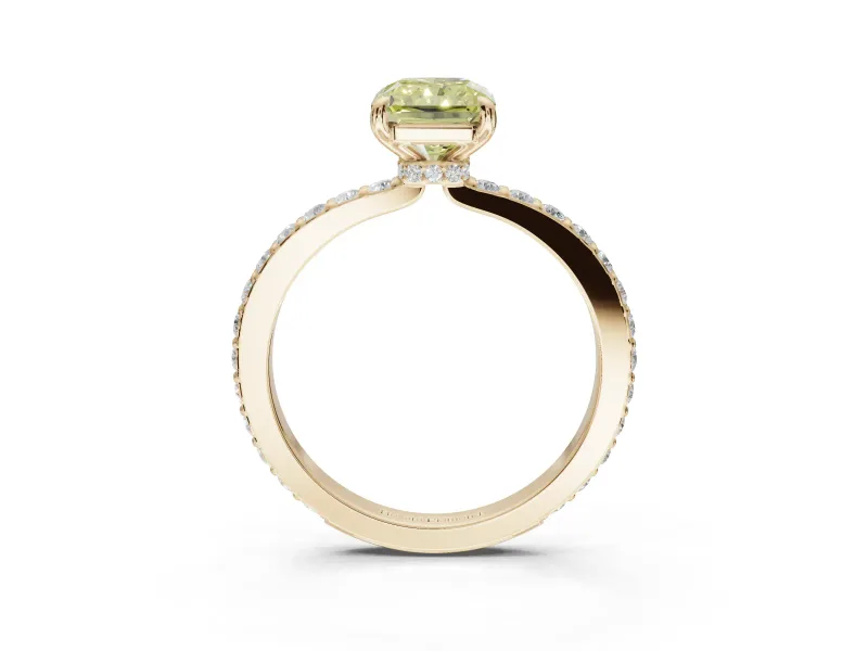 Radiant Cut Pavé Engagement Ring Setting for a Fancy Yellow Lab-Grown Diamond | Yellow Gold - Design NV-24928