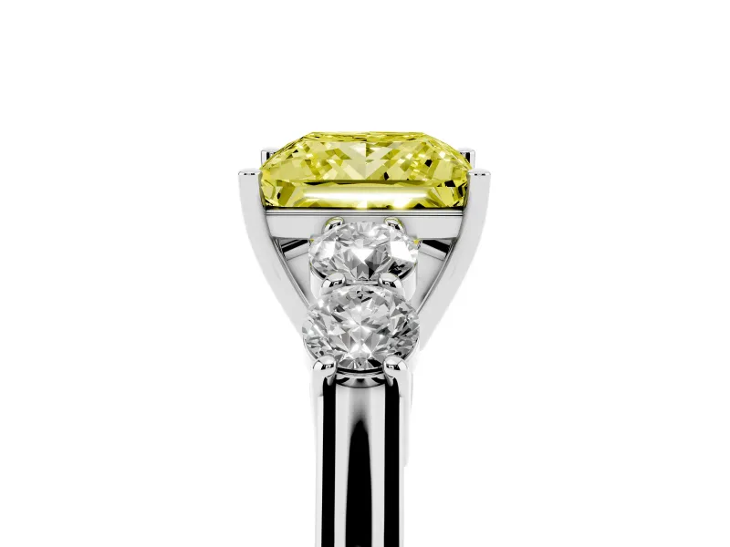 Princess Cut 5 Stone Engagement Ring Setting for a Fancy Yellow Lab-Grown Diamond | White Gold