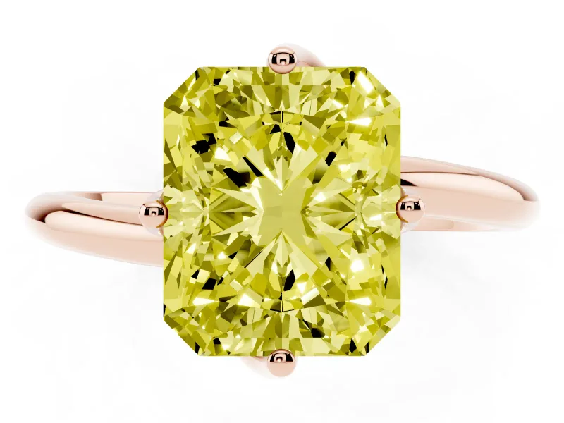 Radiant Cut Bypass Solitaire Engagement Ring Setting for a Fancy Yellow Lab-Grown Diamond | Plain Band | Rose Gold