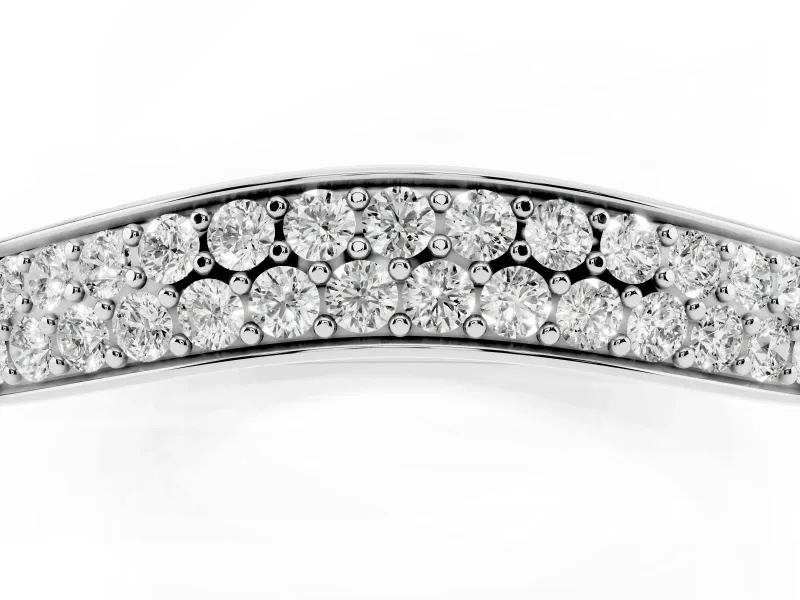 Round Diamond Pavé Contour Band Set in White gold