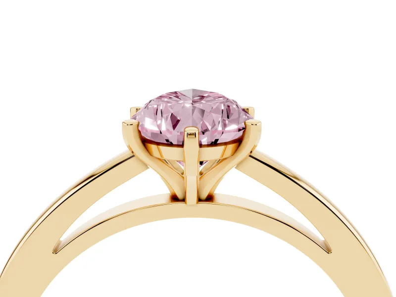 Pear-Shaped Plain Engagement Ring Setting for a Fancy Pink Lab-Grown Diamond | Yellow Gold