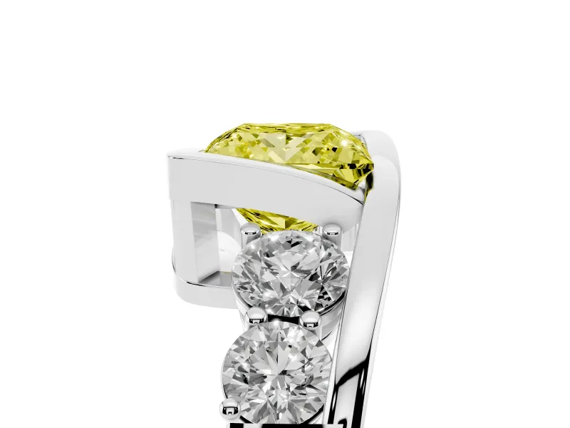 Princess Cut Bezel Bypass Engagement Ring Setting for a Fancy Yellow Lab-Grown Diamond | White Gold
