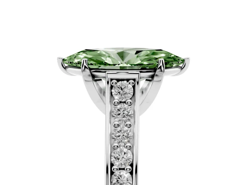 Marquise Graduated Pavé Engagement Ring Setting for a Fancy Green Lab-Grown Diamond | Platinum