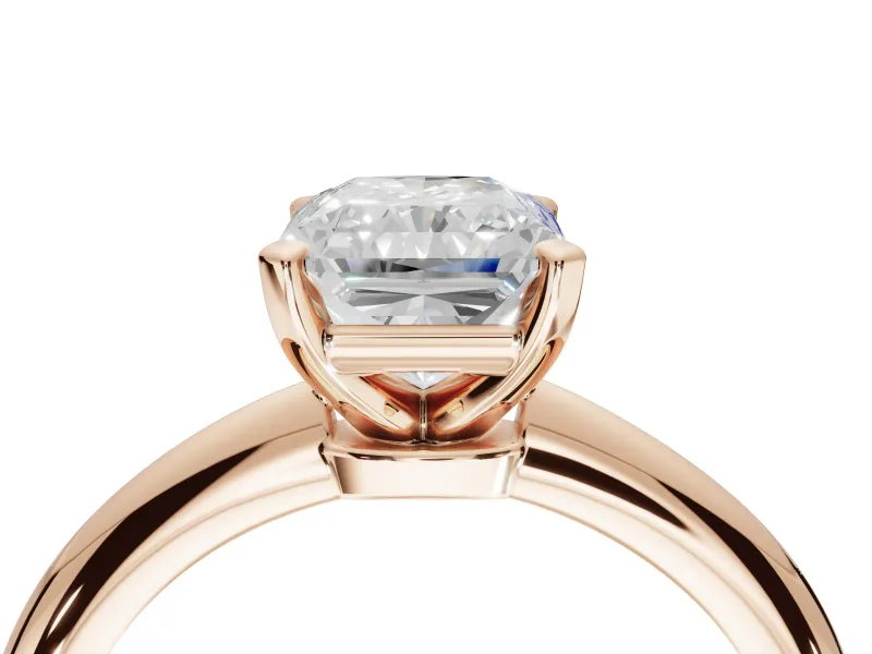 Radiant Cut Solitaire Engagement Ring Setting | Tapered Plain Band | Rose Gold
