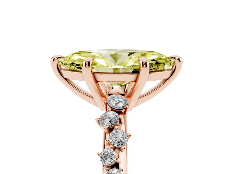 Marquise Graduated Accent Engagement Ring Setting for a Fancy Yellow Lab-Grown Diamond | Rose Gold