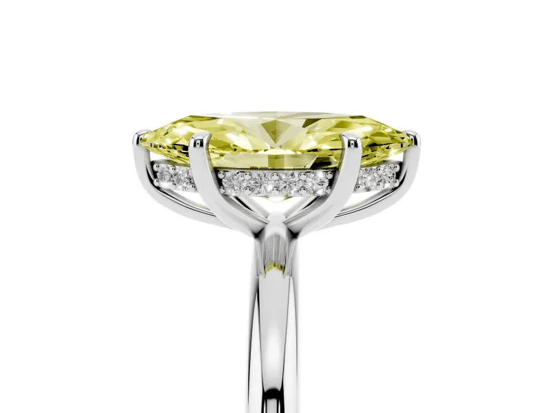 Marquise Hidden Halo Ring Setting for a Fancy Yellow Lab-Grown Diamond | Sterling Silver