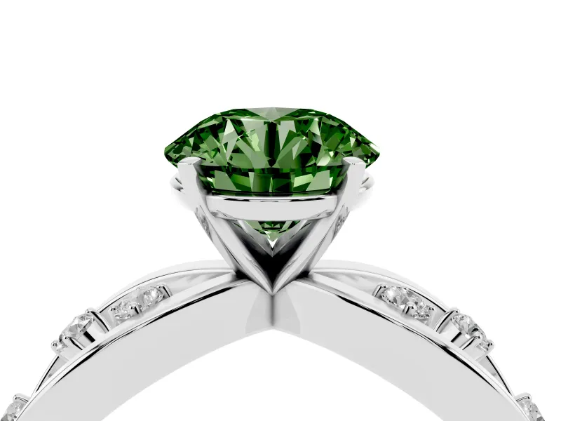 Round Loop Engagement Ring Setting for a Fancy Green Lab-Grown Diamond | Sterling Silver