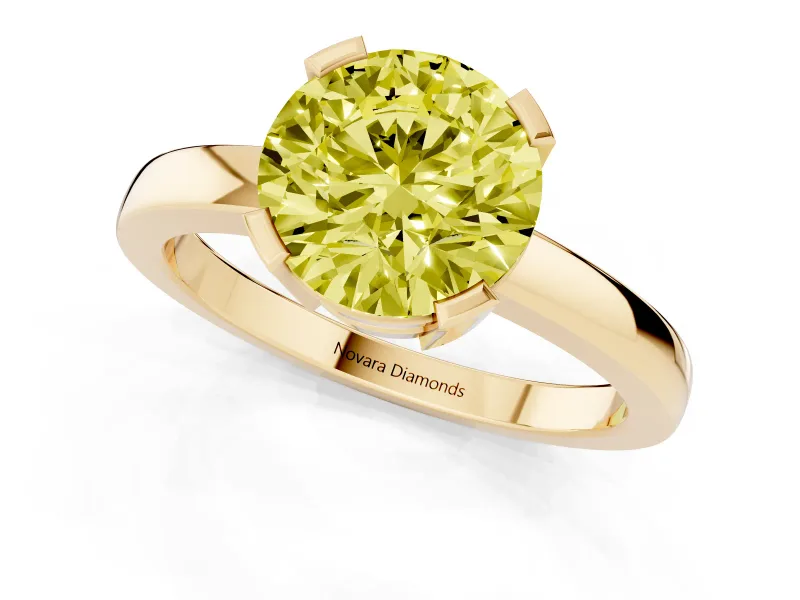 Round Tab Prong Solitaire Engagement Ring Setting for a Fancy Yellow Lab-Grown Diamond | Yellow Gold