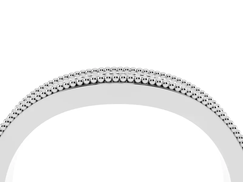 Round Diamond Contour Wedding Band Set in Platinum with Milgrain Pavé Setting