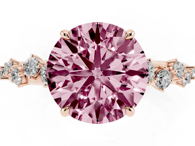 Round Graduated Solitaire Engagement Ring Setting for a Fancy Pink Lab-Grown Diamond | Rose Gold