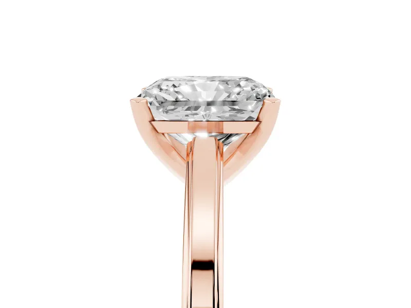 Radiant Cut Solitaire Engagement Ring Setting | Stepped Flat Band | Rose Gold