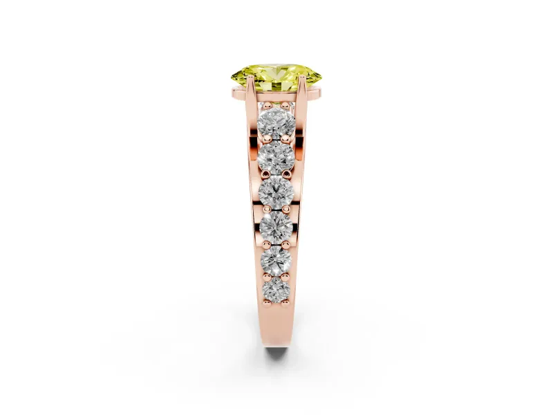 Oval Graduated Engagement Ring Setting for a Fancy Yellow Lab-Grown Diamond | Rose Gold