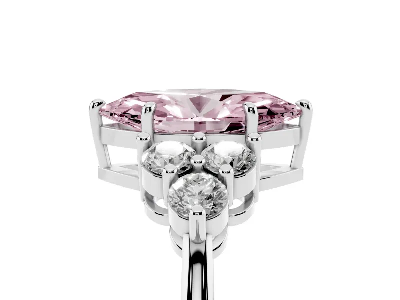 Marquise Cluster Side Stone Engagement Ring Setting for a Fancy Pink Lab-Grown Diamond | Platinum