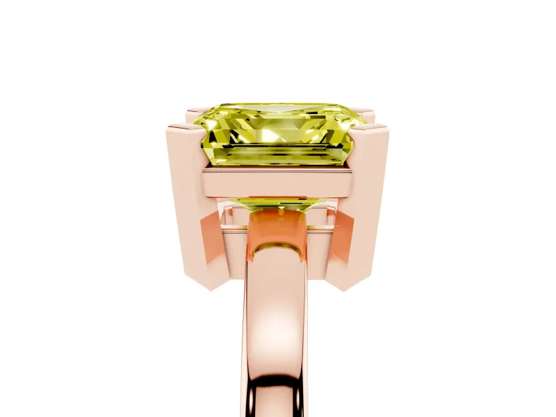 Asscher Cut Solitaire Engagement Ring Setting for a Fancy Yellow Lab-Grown Diamond | Flat Tab Prongs | Rose Gold