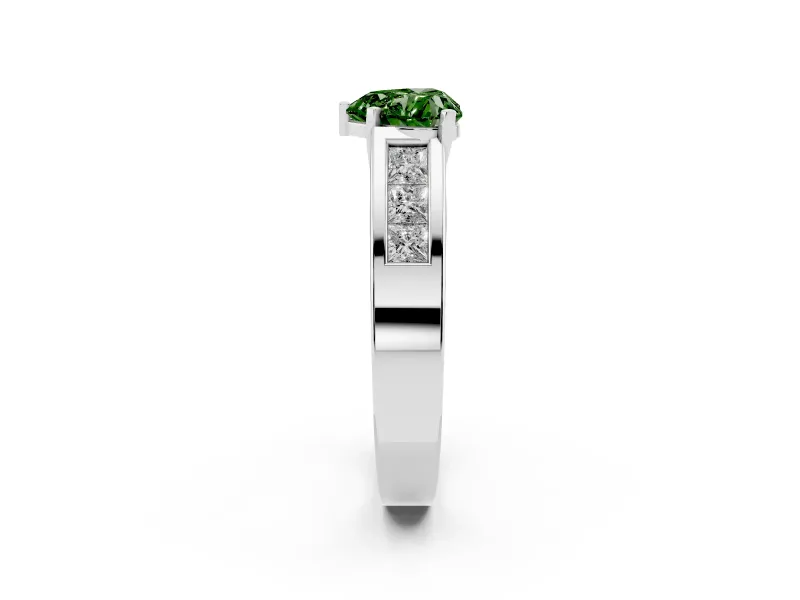 Heart-Shaped Channel-Set Engagement Ring Setting for a Fancy Green Lab-Grown Diamond | Platinum