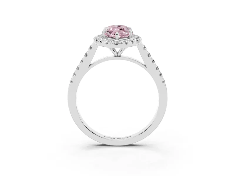 Marquise Halo Engagement Ring Setting for a Fancy Pink Lab-Grown Diamond | Pave Shoulders | Sterling Silver