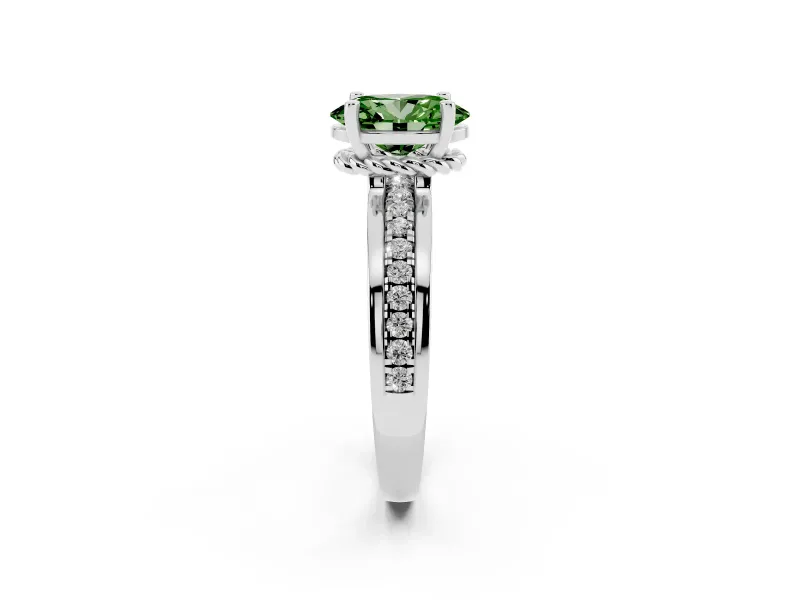 Oval Channel Engagement Ring Setting for a Fancy Green Lab-Grown Diamond | Platinum