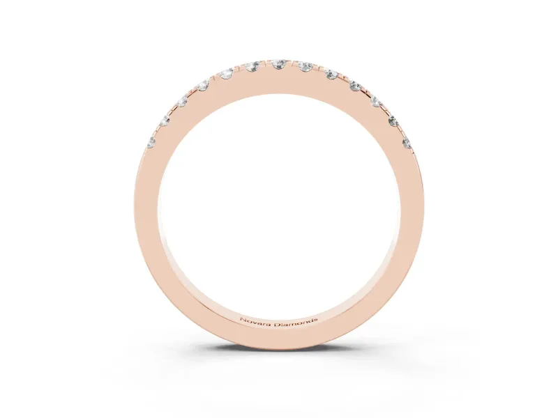 Round Diamond Pavé Eternity Band Set in Rose gold with Delicate Prongs