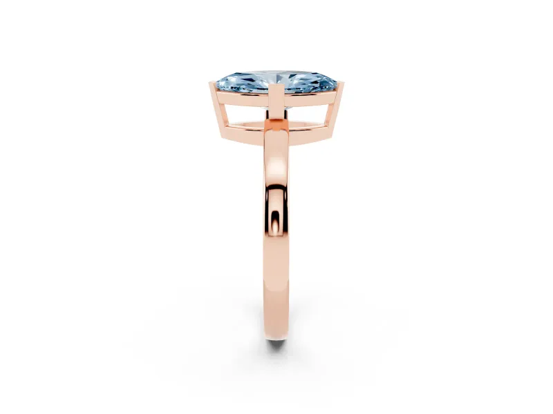 Marquise Tab Prong Solitaire Engagement Ring Setting for a Fancy Blue Lab-Grown Diamond | Rose Gold