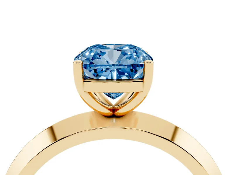 Cushion Cut Knife-Edge Engagement Ring Setting for a Fancy Blue Lab-Grown Diamond | Yellow Gold