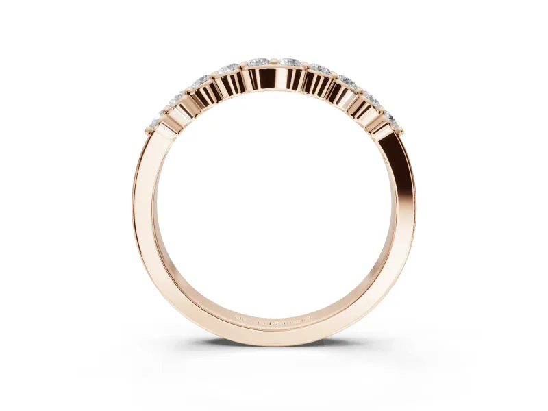 Round Lab-Grown Diamond U-Prong Set Wedding Band | Open Side Arcs | Rose Gold