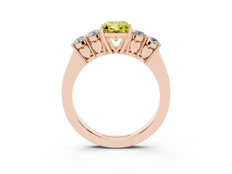 Radiant Cut 5 Stone Engagement Ring Setting for a Fancy Yellow Lab-Grown Diamond | Rose Gold