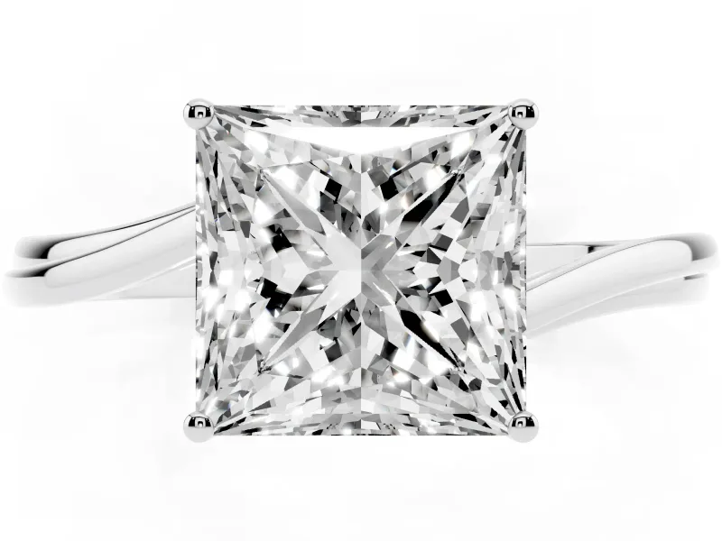 Princess Cut Diamond Solitaire Twist Band Ring Set in Platinum with Prong Setting