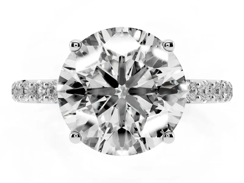 Round Pave Solitaire Engagement Ring Setting | Fine Line Pave Band | Platinum