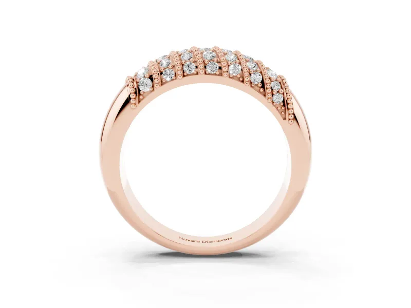 Round Diamond Dome Band Set in Rose gold with Channel Setting