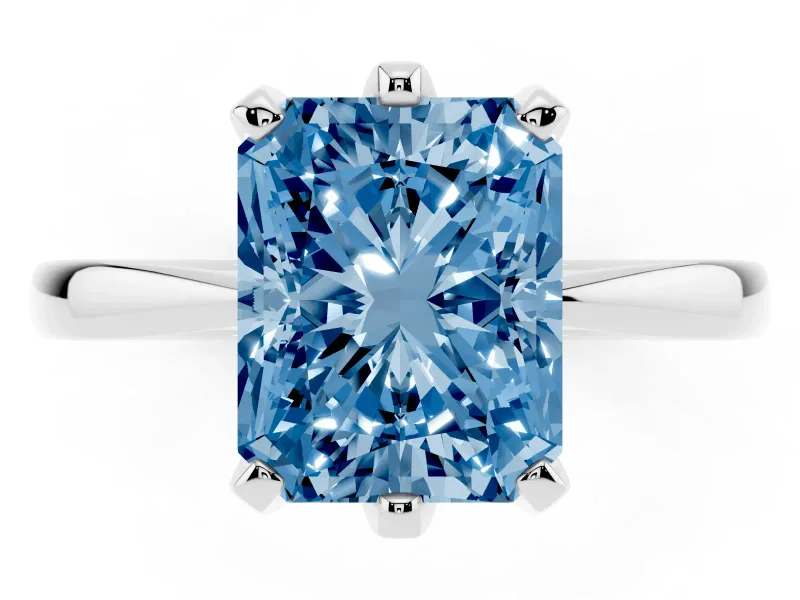 Radiant Cut Engagement Ring Setting for a Fancy Blue Lab-Grown Diamond | Sterling Silver - Design NV-24888