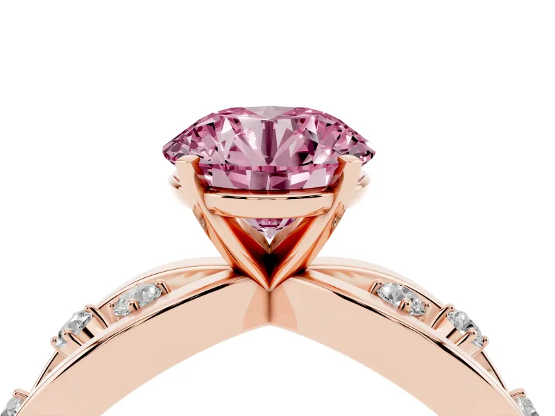 Round Loop Engagement Ring Setting for a Fancy Pink Lab-Grown Diamond | Rose Gold