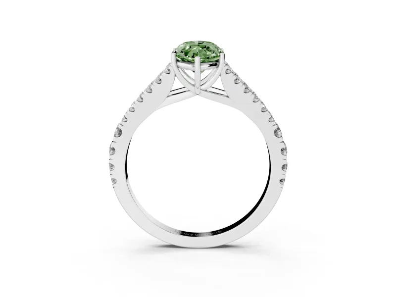 Marquise Graduated Split Shank Engagement Ring Setting for a Fancy Green Lab-Grown Diamond | Sterling Silver