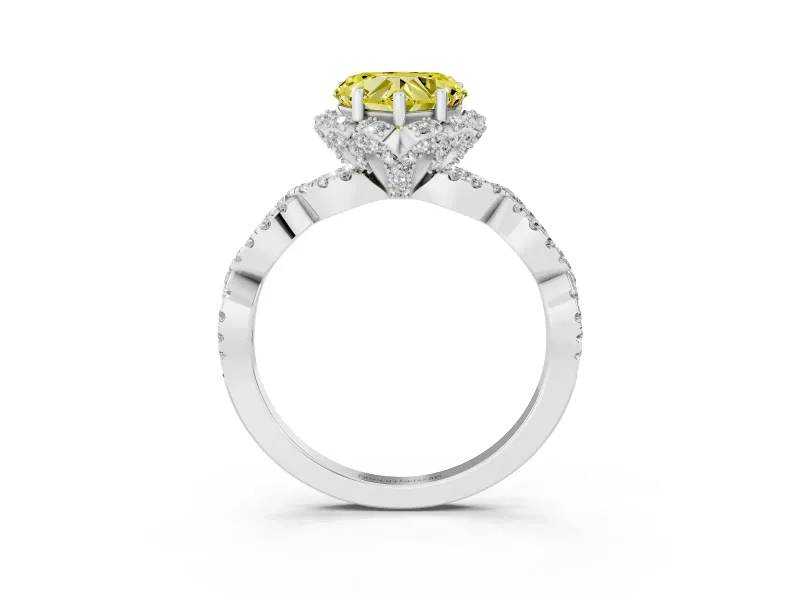 Heart-Shaped Halo Engagement Ring Setting for a Fancy Yellow Lab-Grown Diamond | White Gold - Design NV-24725