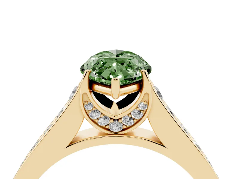 Marquise Graduated Pavé Engagement Ring Setting for a Fancy Green Lab-Grown Diamond | Yellow Gold