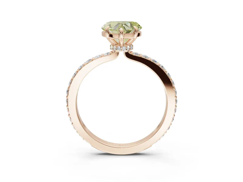 Heart-Shaped Hidden Halo Engagement Ring Setting for a Fancy Yellow Lab-Grown Diamond | Pavé Band | Rose Gold