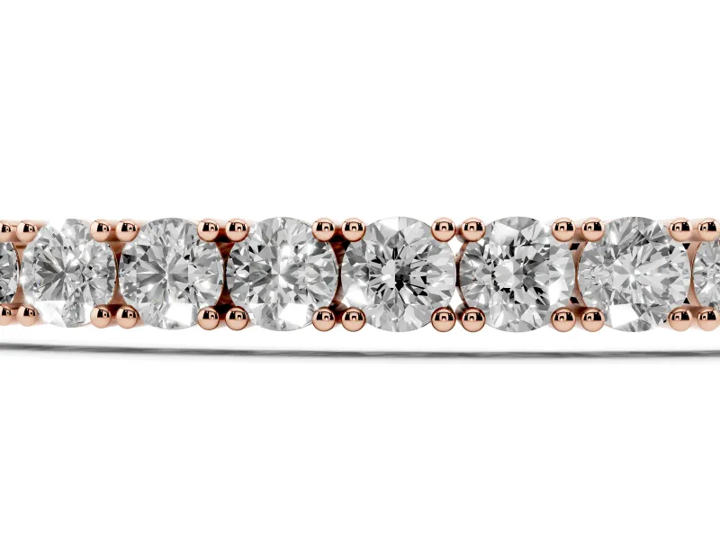 Round Lab-Grown Diamond Tennis Bracelet | Corner Prong Settings | Rose Gold