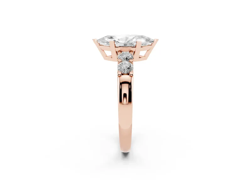 Marquise Five Stone Engagement Ring Setting | Prong-Set Side Stones | Rose Gold